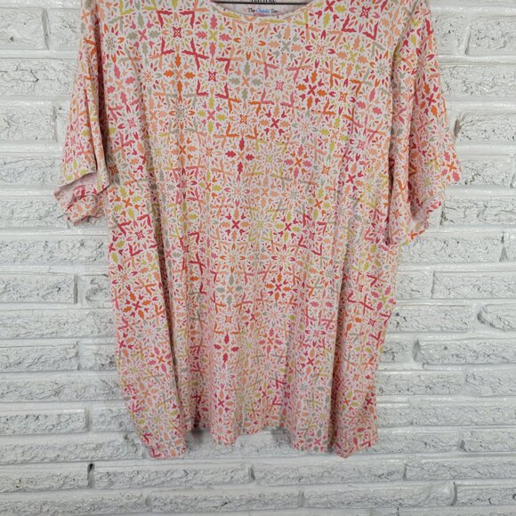 Croft & Barrow Womens 3X Tee Orange Red Geometric 100% Cotton Knit GEO239E - Picture 4 of 8